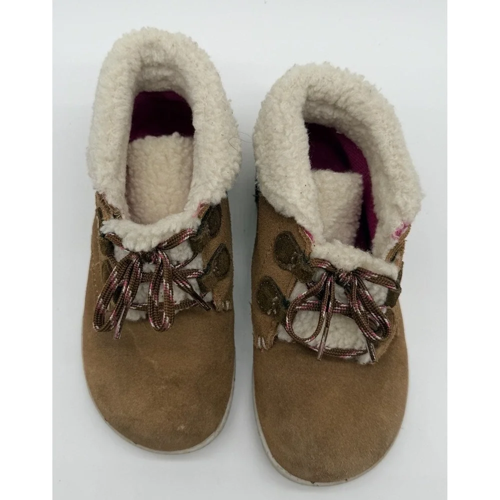 Merrell Toddler's Girl Sz 10 W Bare Steps Boots Chestnut Faux Fur Lining